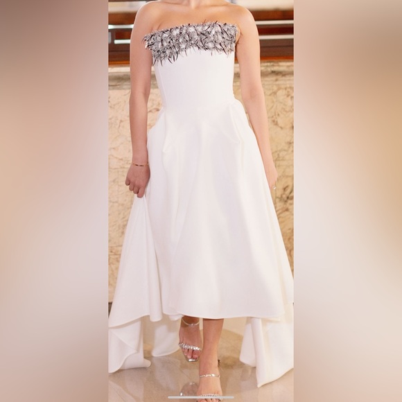 MATICEVSKIRekindle strapless embellished pleated crepe gown UK 8